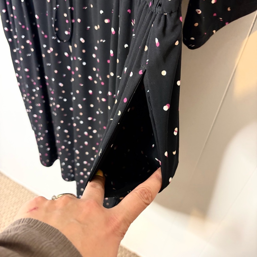 Penningtons Navy Blue 3/4 Sleeves Knee Length Polka Dot Dress Stretchy Size 3X - Picture 9 of 14